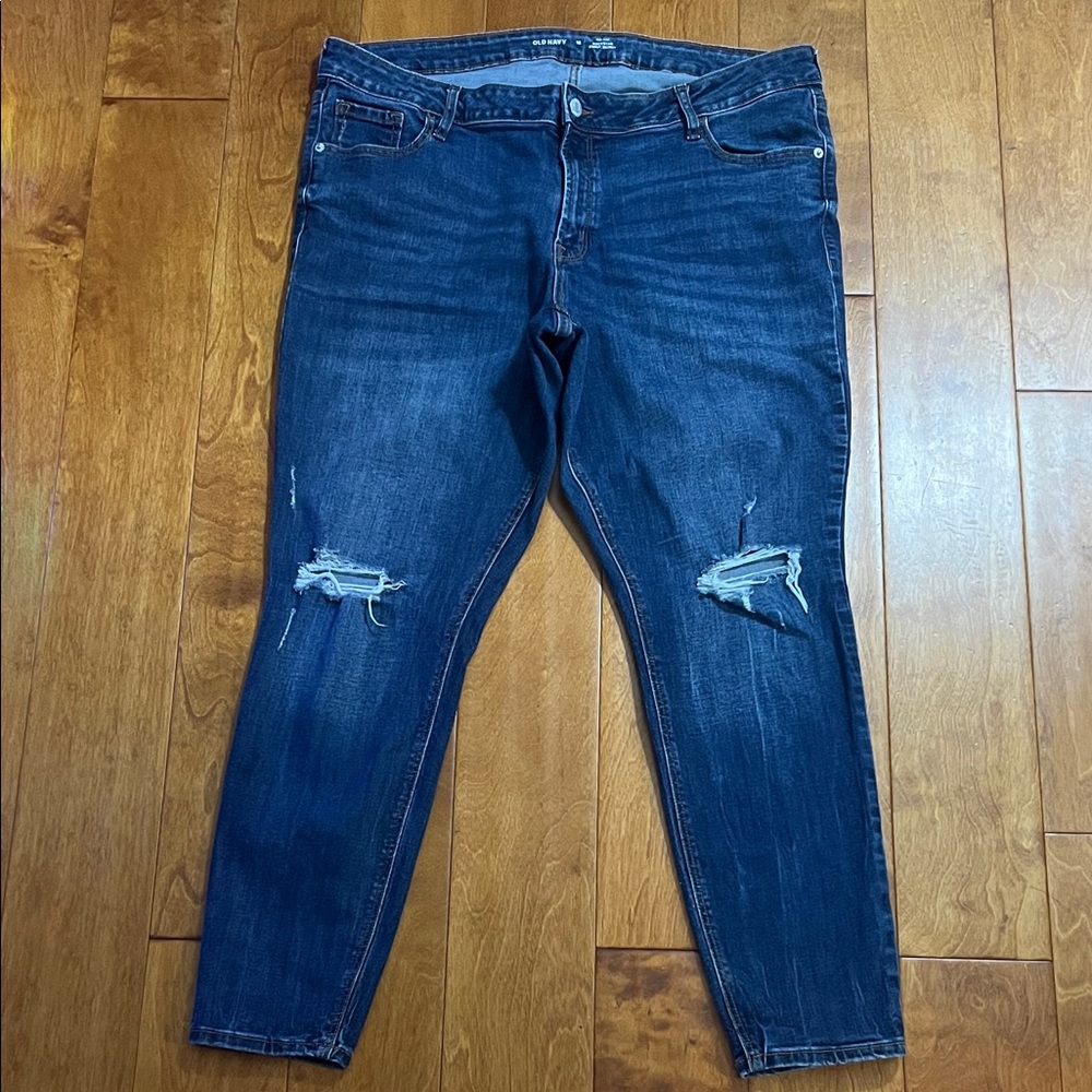 Old Navy Mid-Rise Rockstar Super Skinny Jeans Women’s Size 18 Medium Wash Distre